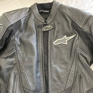 Mens Alpinestars Black Leather Motorcycle Jacket